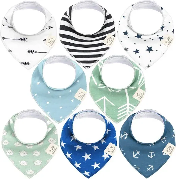 8-Pack Organic Baby Bandana Drool Bibs - Stylish Unisex Bandana Bibs, Super Absorbent Bandana Drool Bibs, Gentle Teething Bibs for Infants, Organic Cotton Baby Bib (Grayscape)