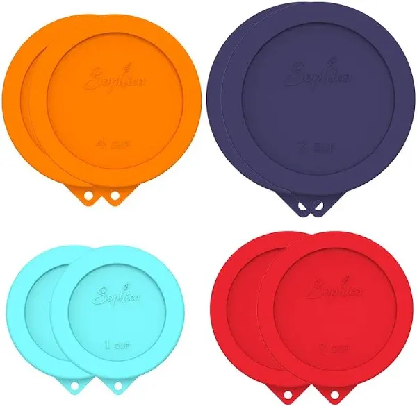 Silicone Storage Cover Lids for Anchor Hocking and Pyrex Glass Bowls(4 Size, 8P)