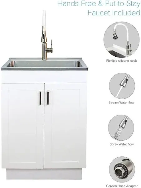 Transolid TC-2420-WCW 24-in All-in-One Laundry/Utility Sink Kit with Faucet in White