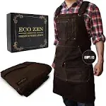 Shop Apron - Waxed Canvas Work with Pockets | Waterproof, Fully Brown