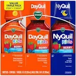 NEW Vicks DayQuil and NyQuil Kids Cold &amp; Cough Berry Flavor - 3 pack 8 oz. ea.