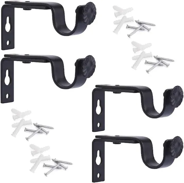 Anndason Heavy Duty Curtain Rod Brackets for 3/4 or 5/8 Inch Rod, Bronze Color, (Set of 4) (4 PCS Black)