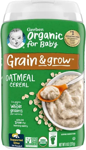 Gerber 1st Foods Grain & Grow Oatmeal Baby Cereal Canister - 8 Oz