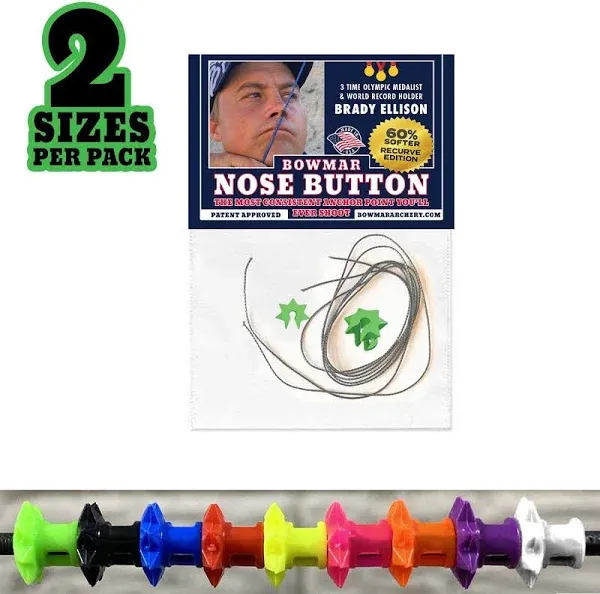 Bowmar Archery Nose Button, Extremely Light Weight, Creates Consistent Anchor Point, Two Sizes Included