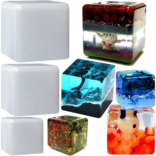 ZQYSING (3 Pack) Resin Cube Molds, Deep Square Silicone Molds for Epoxy Resin Casting DIY Art Craft Candle Soap Making