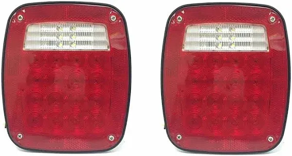 2 Pack Universal Square 12V Combination 38 LED Signal Tail Light -Truck, Trailer