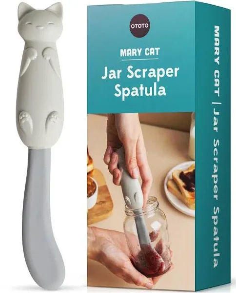 NEW!! OTOTO Jar Scraper Spatula - Silicone Scraper, Jar Spatula, Cute Kitchen Accessories, Cute Kitchen Gadgets, Unique Fun Cooking Kitchen Gadgets for Foodies - BPA-free & 100% Food Safe (Mary Cat)