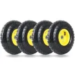 (4 Pack) 10″ Heavy-Duty Tire Wheel - 4.10/3.50-4″ for Hand Trucks Gorilla Cart