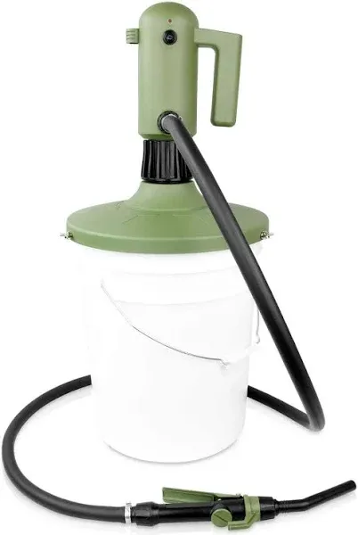 TERA PUMP Electric 5 Gallon Bucket Pump, Fits 5-Gallon Pails to 20 Gallon Drums, Fitered Telescopic Intake, 6ft Outtake Hose, Transfers 4.5 GPM, Pumps Engine Oils, Hydraulic Oils, DEF & more