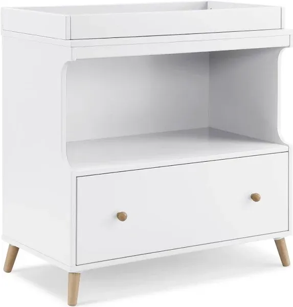 Delta Children Essex Changing Table with Drawer - Ebony with Natural