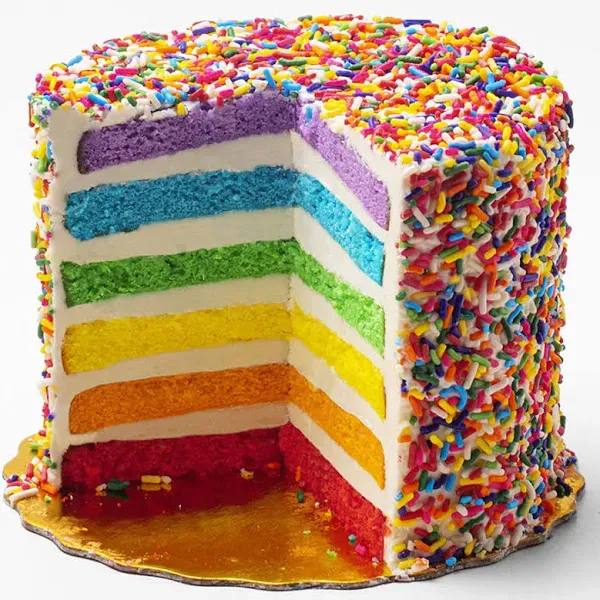 Carlo’s Cake Boss Vanilla Rainbow Cake, Small 6” Size - Serves 6 to 8 - Birthday Cakes and Treats for Delivery - Ideal Gift for Women, Men and Kids - Baked Fresh Daily, Delivered Frozen in Dry Ice