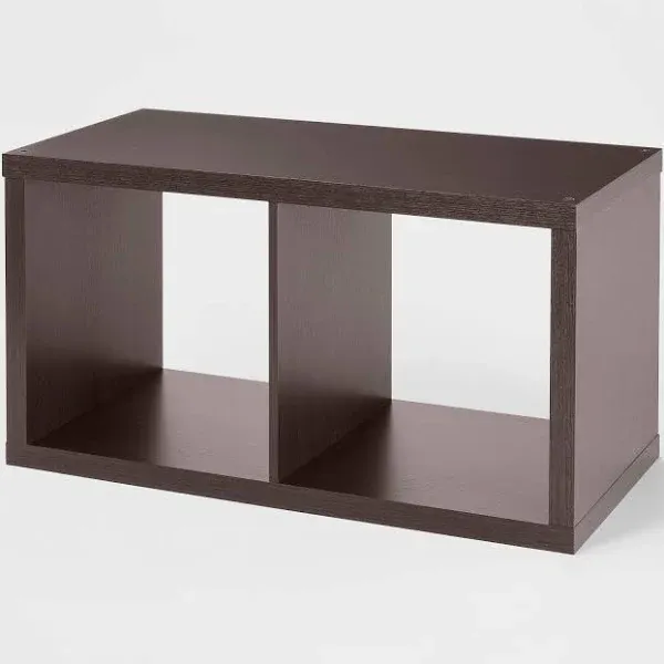 Decorative Open Back  2-Cube Storage Organizer,  Espresso