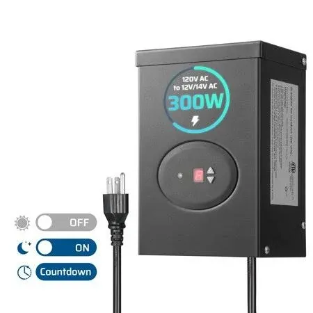 DEWENWILS 300W Low Voltage Landscape Outdoor Weatherproof Transformer with Timer