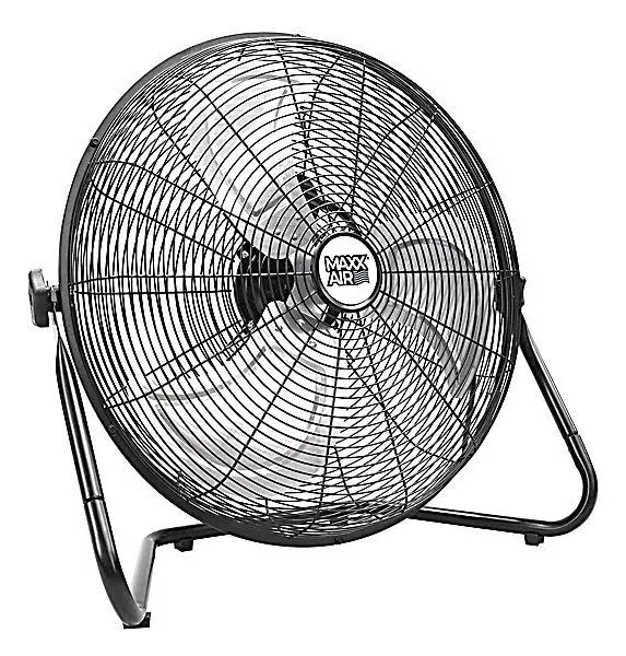 Maxx Air High-Velocity Floor Fan 20&#034; 3-Speed Option w/ Skid-Resistant in Black