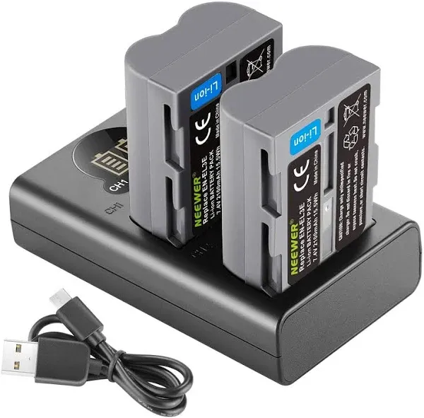 Neewer 2100 mAh Replacement Battery for Nikon EN-EL3e with Dual USB Charger with LCD Display Compatible with Nikon D50 D70 D70s D80 D90 D100 D200 D300 D300s D700