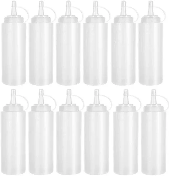  12 Pack 8 oz Plastic Squeeze Bottles Multipurpose Squirt Bottles for 8OZ