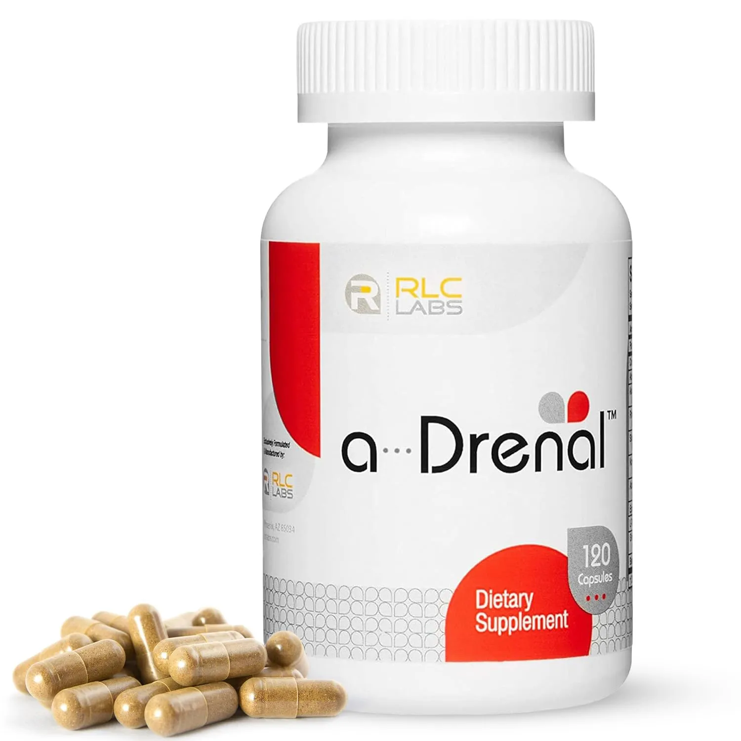 RLC a-Drenal Adrenal Support for Stress Relief and Energy 120 Capsules