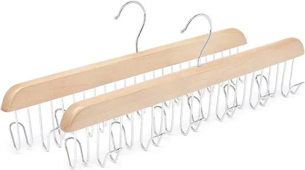 Amazon Basics Wooden Belt Hanger - Natural, 2-Pack