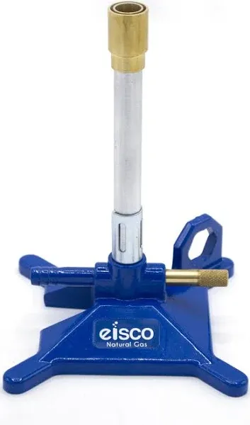 Eisco Natural Gas Bunsen Burner, StabiliBase Anti-Tip Design with Handle, with Flame Stabilizer and Gas Adjustment, NG