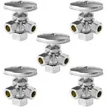 (Pack of 5) Dual Compression Outlet Angle Stop Valve, Multi-Turn, 1/2&#034; NOM (5...