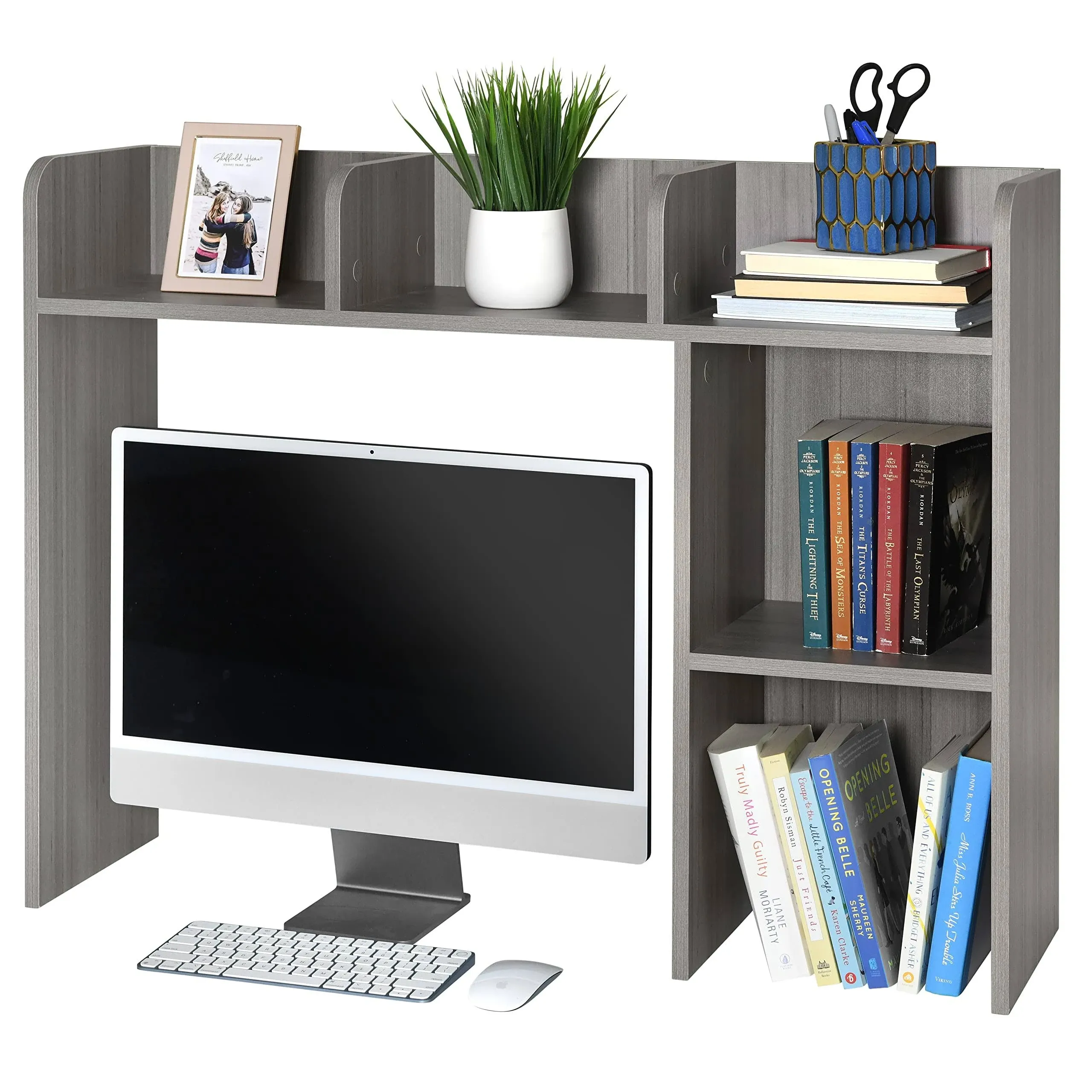 Sturdy and Elegant Grey Wood Desktop Bookshelf Organizer by GlossyEnd