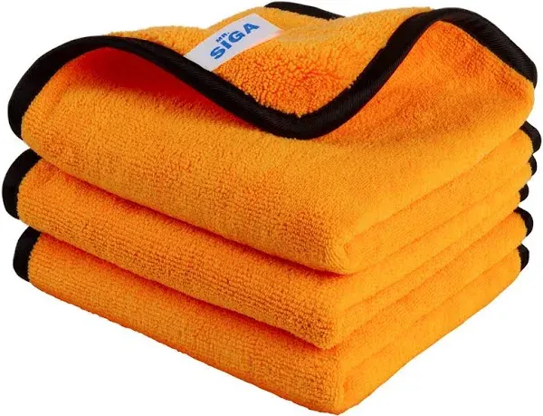 MR.SIGA Car Cleaning Kit - Ultra Absorbent Microfiber Towels, Lint-Free, 3 Pack, 15.7 x 23.6 inch