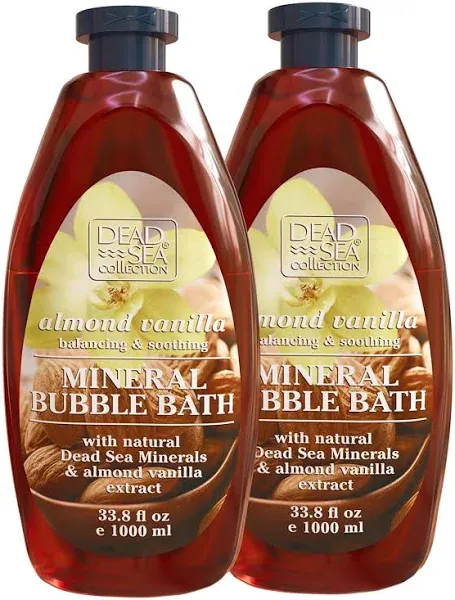 Dead Sea Collection Almond Vanilla Bubble Bath for Women and Men with Dead Sea Salt - Nourishing and Moisturizing Skin - Pack of 2 (67.6 fl.oz)