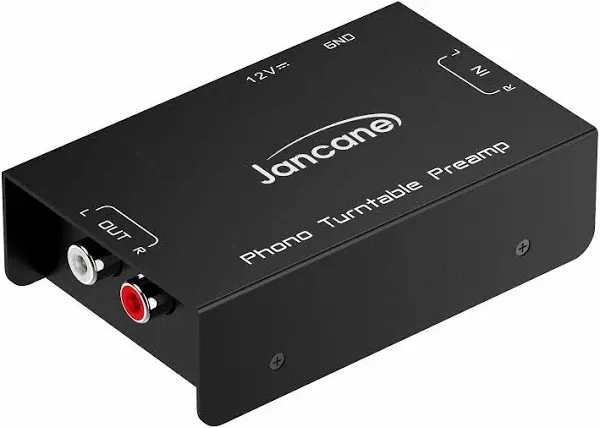 Phono Turntable Preamp, Phonograph Preamplifier with RCA Input, RCA/TRS Output, Phono Preamp for Turntable Record Play with 12 Volt DC Adapter