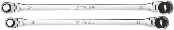 K Tool International Metric Double Box Universal Spline 90 Tooth Reversible Ratchet