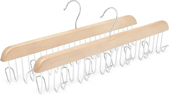 Amazon Basics Wooden Belt Hanger - Natural, 2-Pack