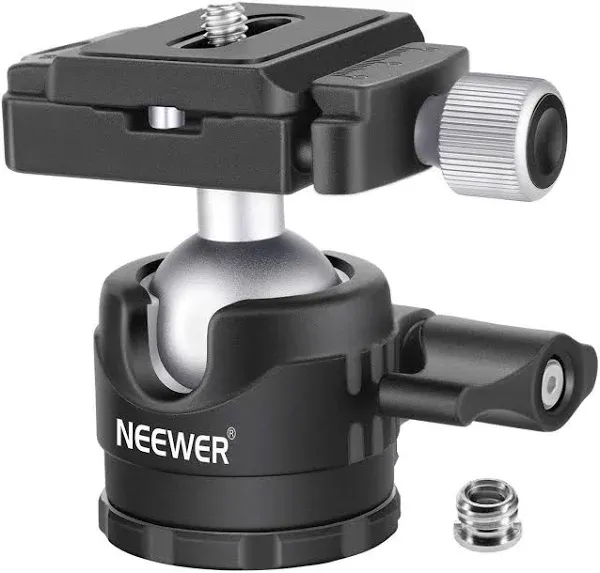 NEEWER 28mm Low Profile Tripod Ball Joint 360° Pan Rotation with 1/4" Arca Type Quick Release Plate and Spirit Level for Tripods, Monopods, Max Load: 6.6LB/3kg