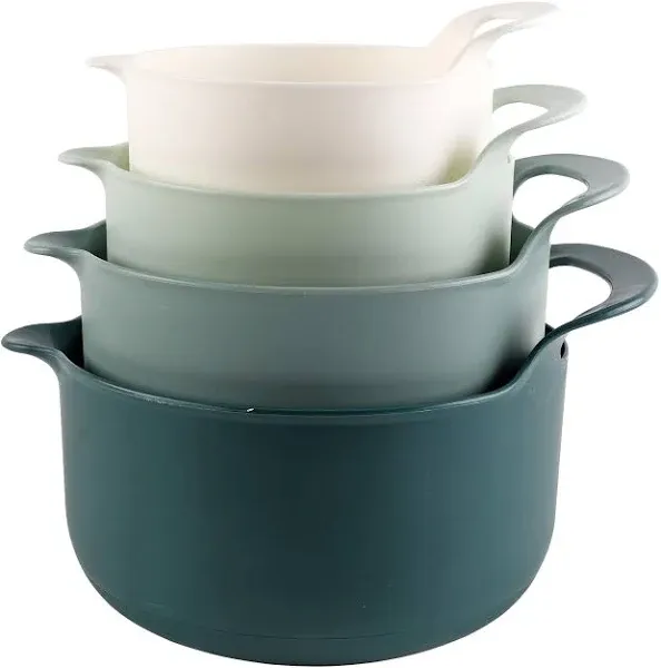  Non-Slip Mixing Bowls - 4 Piece Nesting Plastic Mixing 4 Piece Non-Slip Green