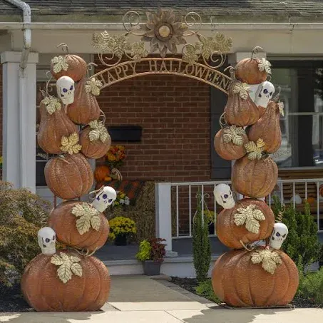 The Holiday Aisle Large Happy Halloween Arch Pumpkins and Skulls