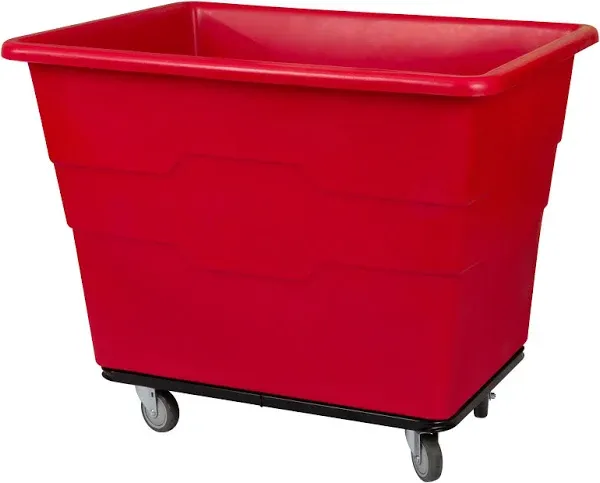 Commercial 16 Bushel Utility Cart with Steel Base, Poly Box Basket Truck, Laundry Cart, and Rolling Trash Bin, 47-Inch x 34.75-Inch x 35.5-Inch, 1000 Pound Weight Capacity, Red