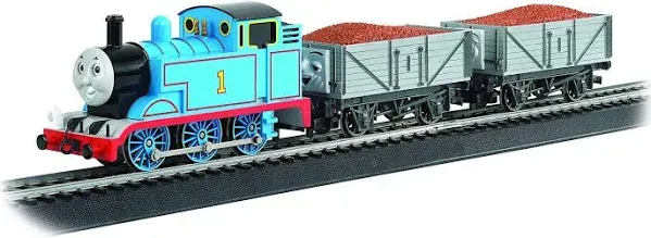 Bachmann Trains - Deluxe Thomas & The TROUBLESOME Trucks Freight Set - Loco w/Moving Eyes - HO Scale , Blue