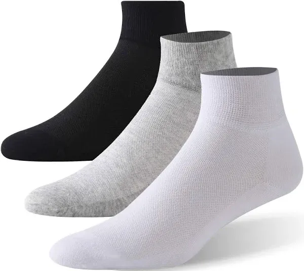 Forcool Non Binding Loose Top Seamless Ankle Low Cut Cotton Diabetic Socks for Men and Women, M/L/XL, 3/6 Pairs