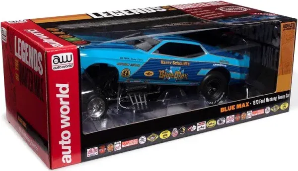 Auto World &#039;73 Ford Mustang Funny Car &#034;Blue Max&#034; 1:18 Scale Diecast Car AW299