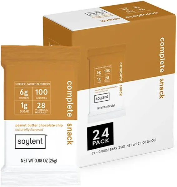 Soylent Squared Peanut Butter Chocolate Chip Plant Based Nutrition Mini Snack Bars