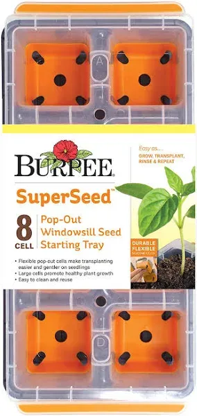 Burpee SuperSeed Windowsill Seed Starting Tray| 8 XL Cell| Seed Starter Tray|Reusable & Dishwasher Safe| for Starting Vegetable Seeds, Flower Seeds & Herb Seeds| Window Garden Seed Starting Kit| Green