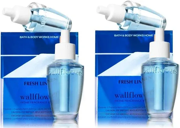 Bath &amp; Body Works Fresh Linen Wallflowers Home Fragrance Refill S/2 Bulbs #1103G