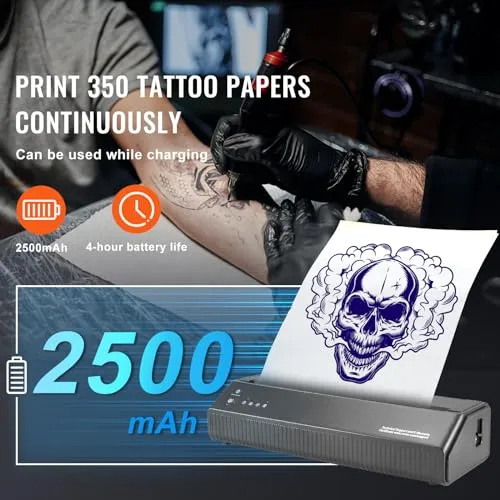 VEVOR Tattoo Stencil Printer, Wireless Bluetooth Tattoo Printer Transfer Stencil Machine with 10-Pieces Transfer Paper