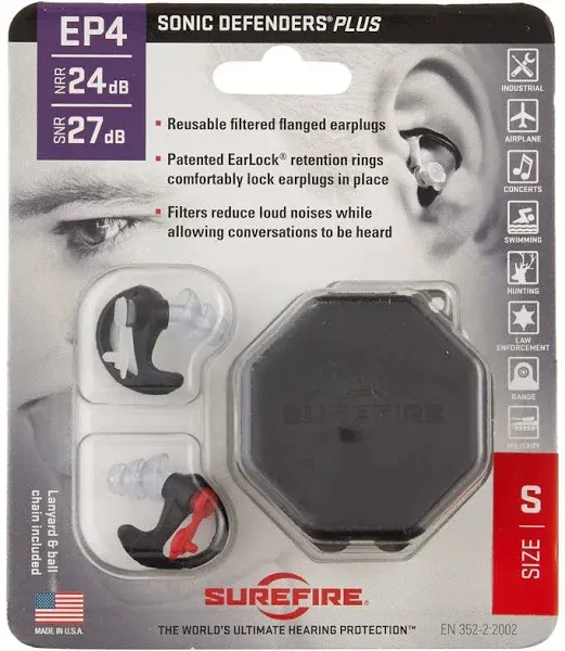 SureFire EP4 Sonic Defender Ear Plug Medium Black