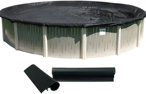 Buffalo Blizzard Deluxe Winter Cover for 12-Foot Round Above Ground Swimming Pools | Blue/Black Reversible | 3-Foot Additional Material | Wind Guard Clips Included