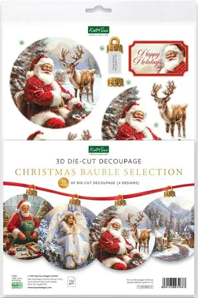 Die Cut Decoupage – Christmas Bauble Selection (pack of 12)