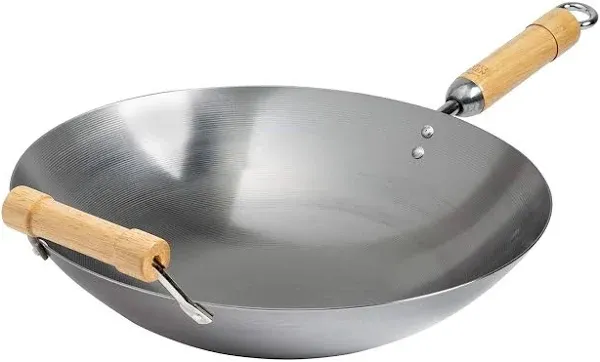 Classic Series 14-Inch Carbon Steel Wok with Birch Handles