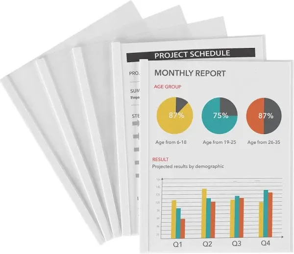 Avery Clear Report Covers with Sliding Bars, White Binding Bars, Holds up to 20 Sheets, 50 Report Covers (47710)