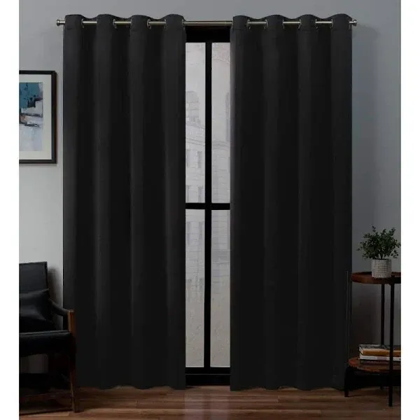 Exclusive Home Sateen Woven Blackout Grommet Top Curtain Panel Pair