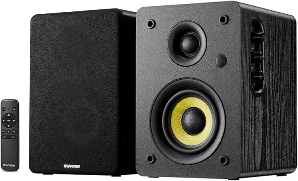 SW206 80W Active Dual-Mode Bookshelf Speakers, 4inch Studio Monitor and HiFi Mode, Optical Coaxial TRS Aux Bluetooth 5.0 USB with 24bit DAC, for Home Music System Turntable TV PC Desktop, Black