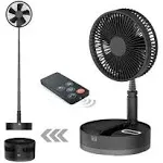 UN UNITEDTIME Foldable Fan Foldaway Oscillating with Remote Control, 10800mAh Battery Operated Fans, Portable for Outdoor, Courtyard, Beach,Travel, Room,4 Speeds, with Timer night light (Black)