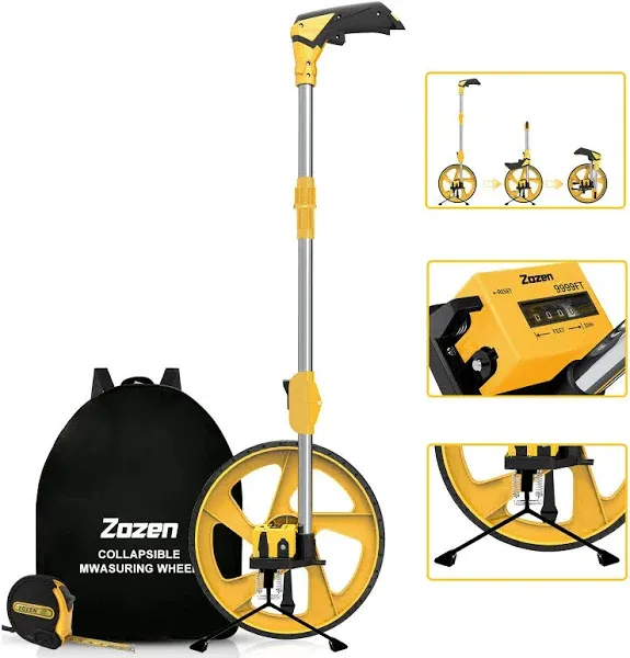 Zozen Distance Measuring Wheel in Feet and Inches, Collapsible Measure Wheel